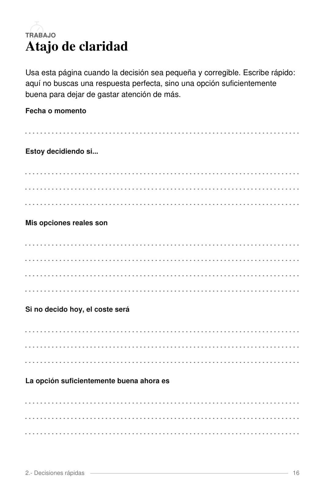 Plantilla de trabajo: Atajo de claridad