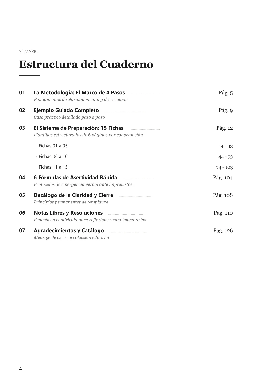 Sumario: Estructura del Cuaderno