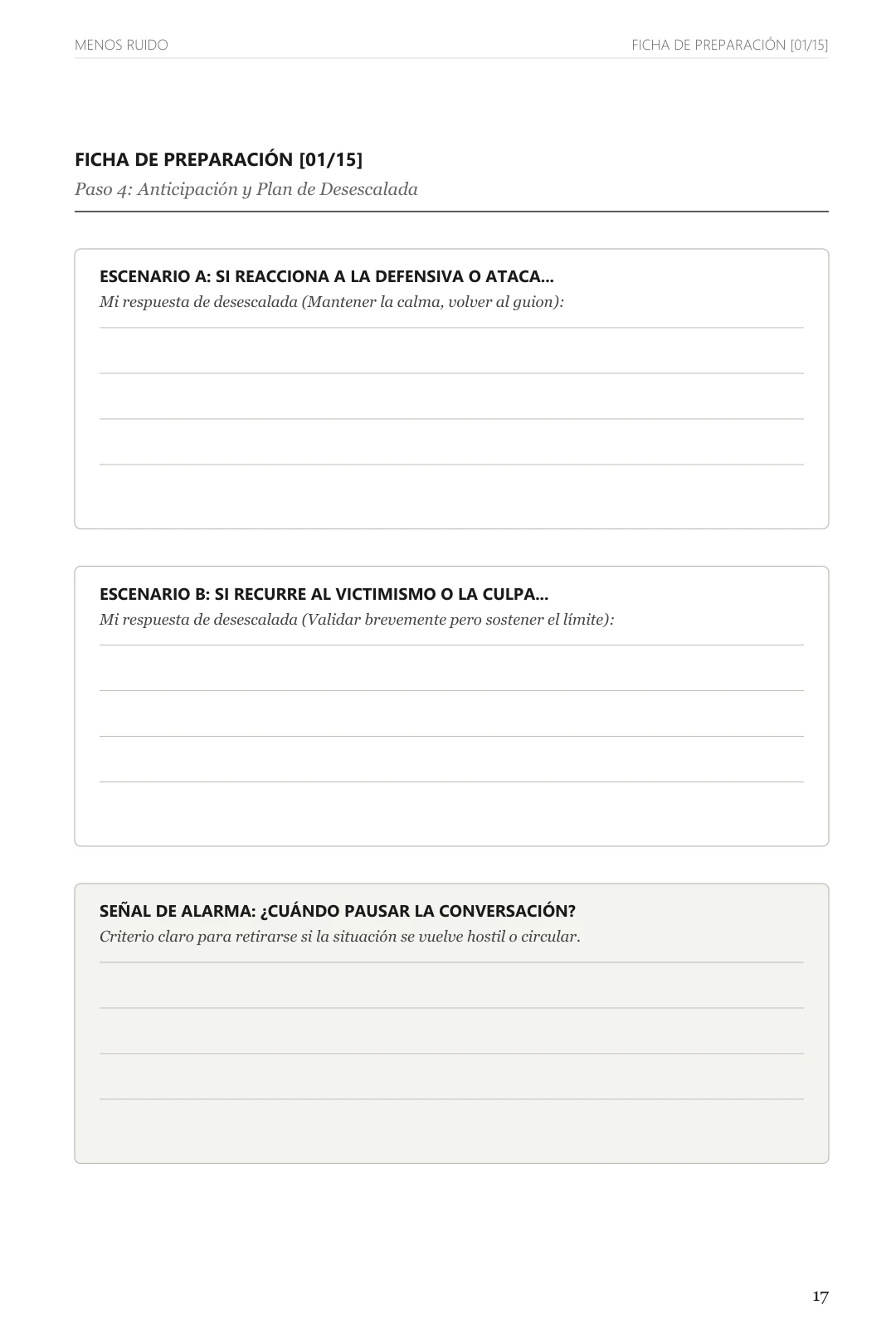 Ficha Paso 4: Anticipación y Desescalada