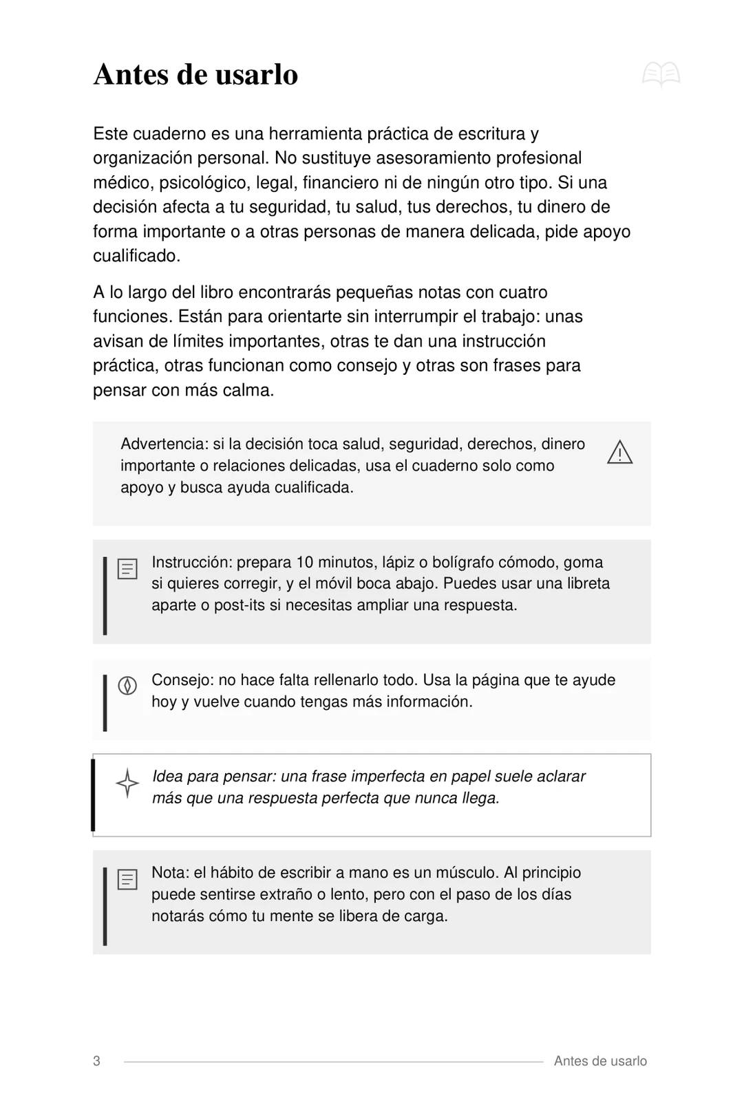 Antes de usarlo: Herramienta práctica