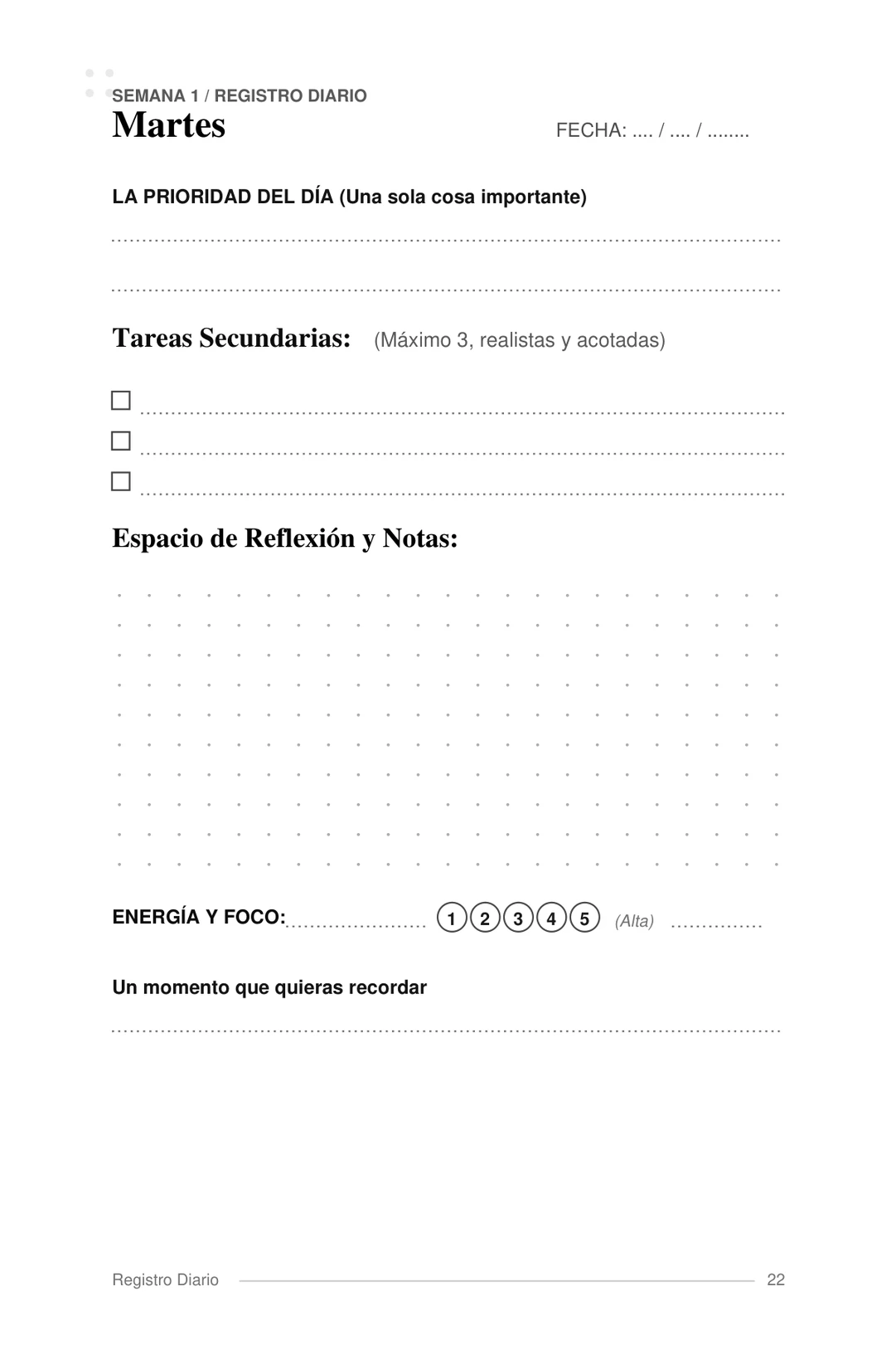 Registro Diario: Martes