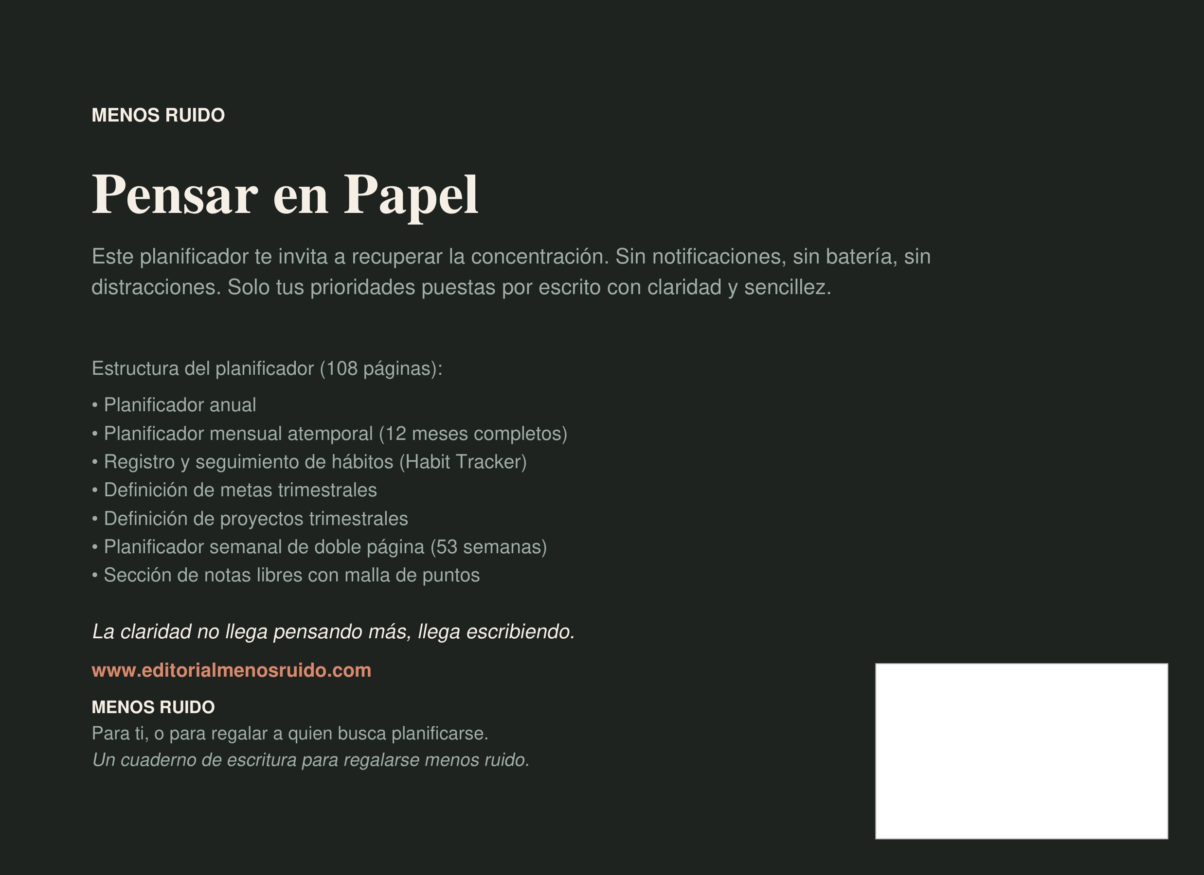 Contraportada Pensar en Papel